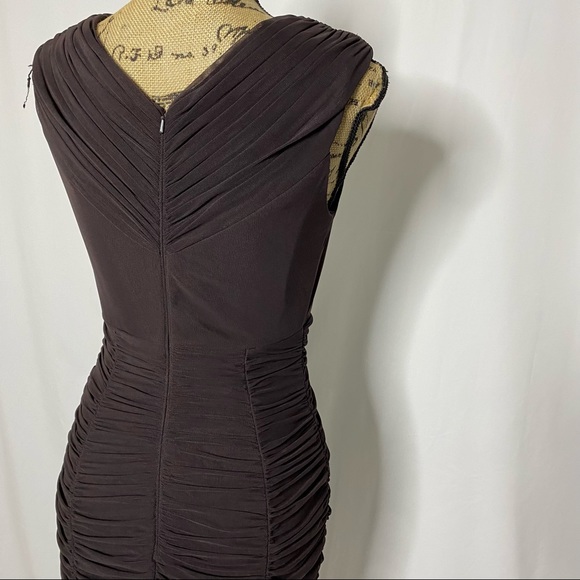 Tadashi Shoji Brown Ruched Sleeveless Dress - Picture 6 of 14